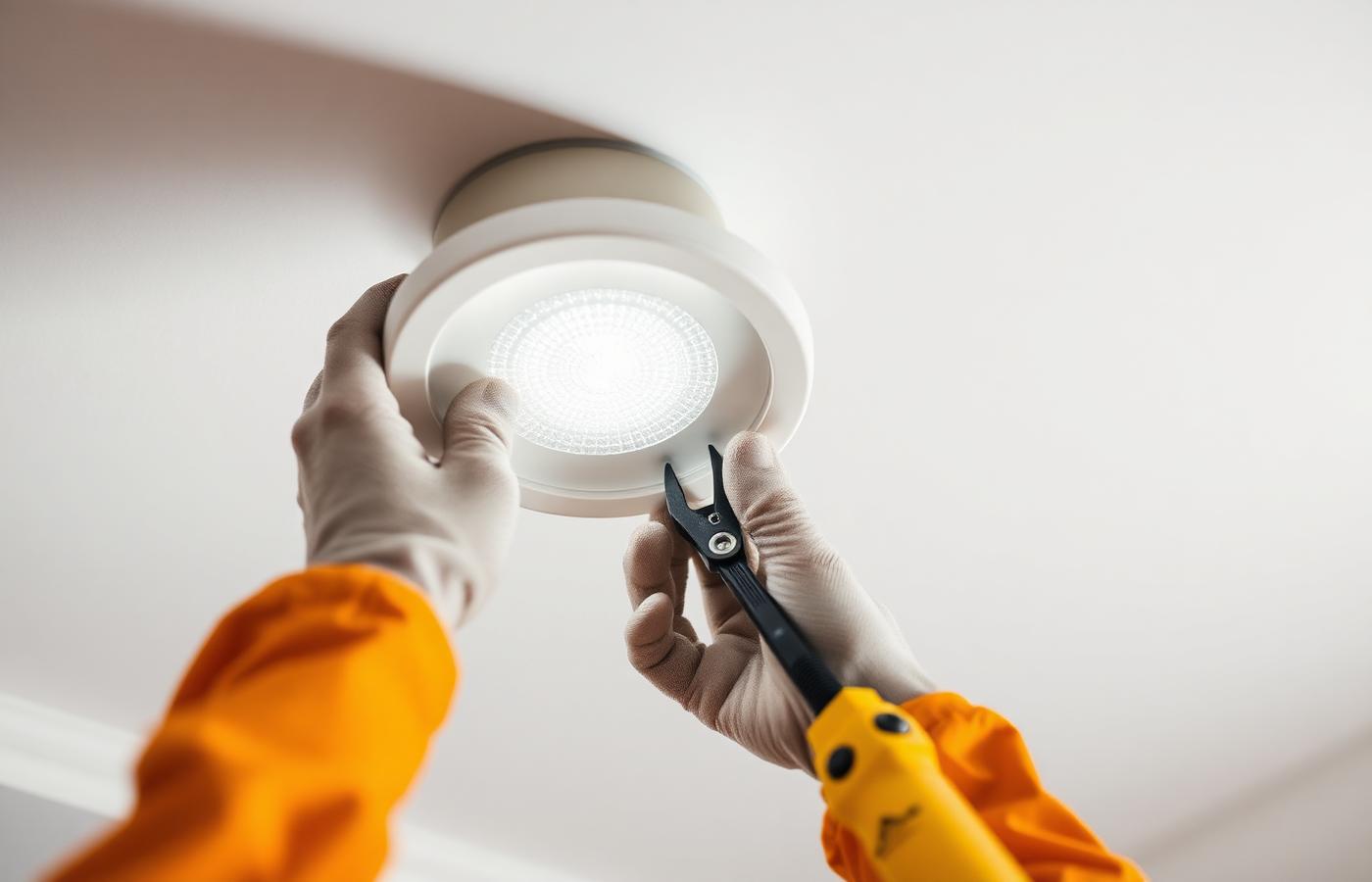 LED ceiling light installation in a Singapore home